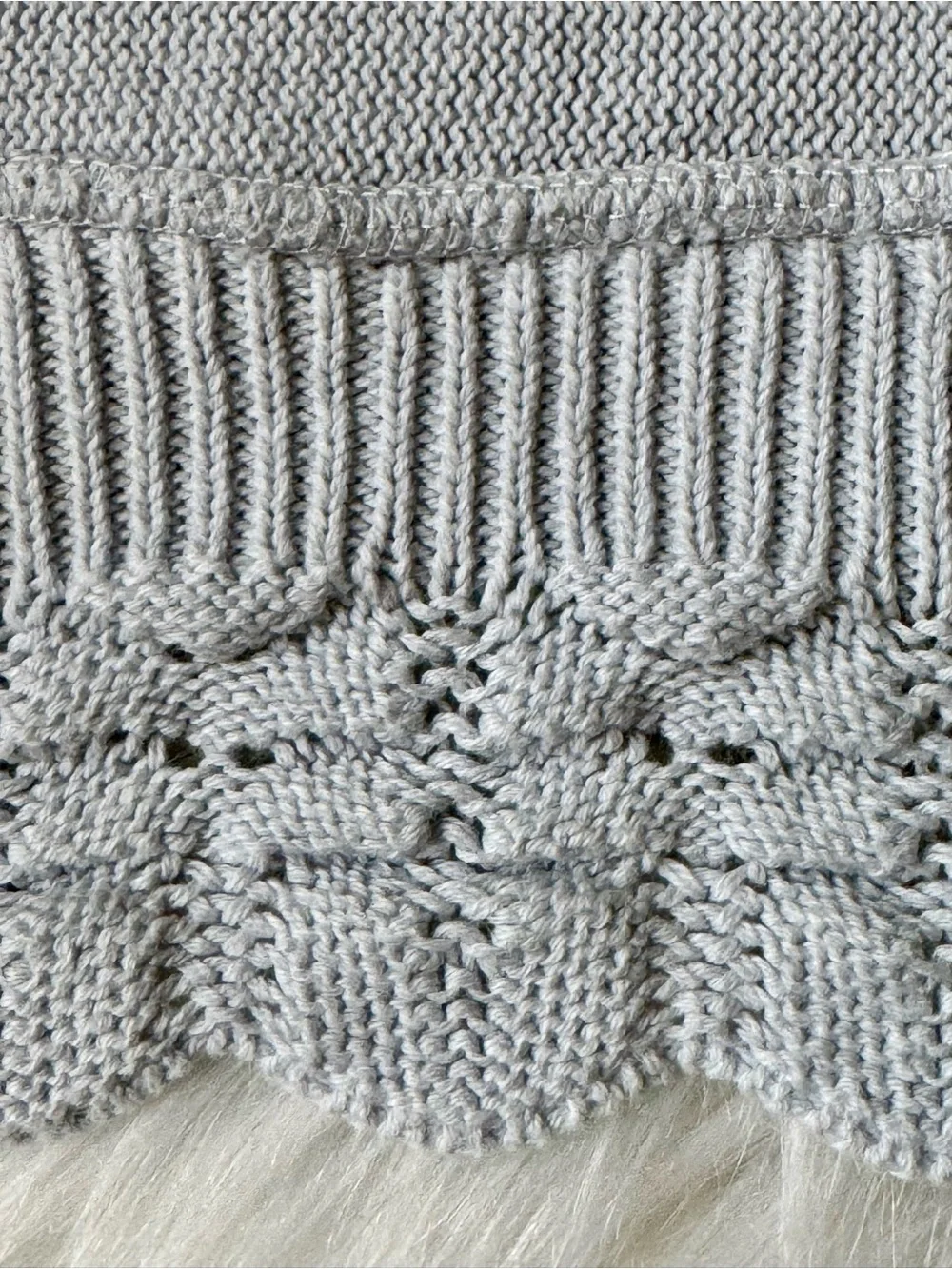 Cotton Jersey Baby Blanket with Knitted‎ Scallop Lace Border
